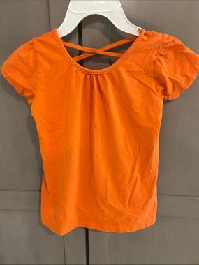 Women’s Orange Short Sleeve Top with Crisscross Back